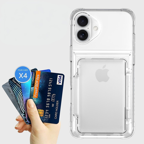 Tok iPhone 16 Plus, Card Holder Kickstand, átlátszó