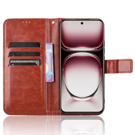 Pattintható tok a Oppo Reno 12 Pro, Crazy Horse Wallet, barna