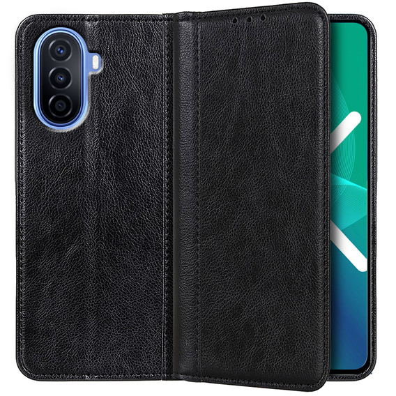 Pattintható tok Huawei Nova Y70 4G, Split Leather, fekete