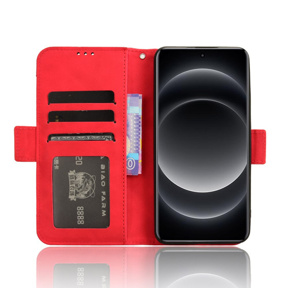 Pattintható tok a Xiaomi 14 Ultra, Card Slot, piros