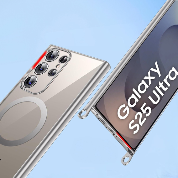 Tok Samsung Galaxy S25 Ultra, Electro MagSafe, ezüst + nyaklánc