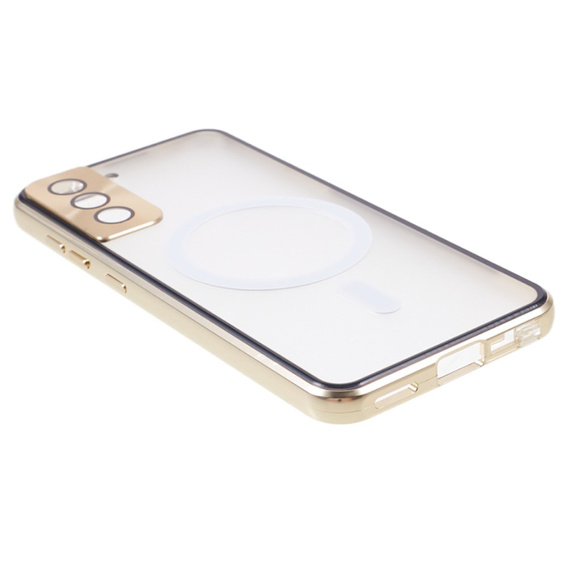 Magnetic Dual Glass MagSafe tok Samsung Galaxy S22, arany