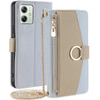 Flip tok Motorola Moto G54 5G, Wallet Zipper Pocket, tükörrel, kék