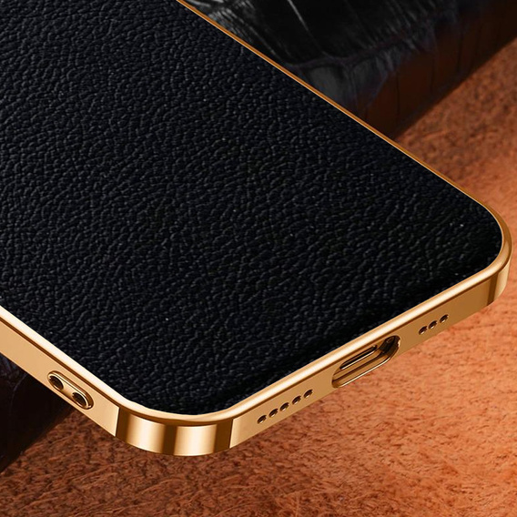 Telefontok a iPhone 13, Cowhide Leather, fekete
