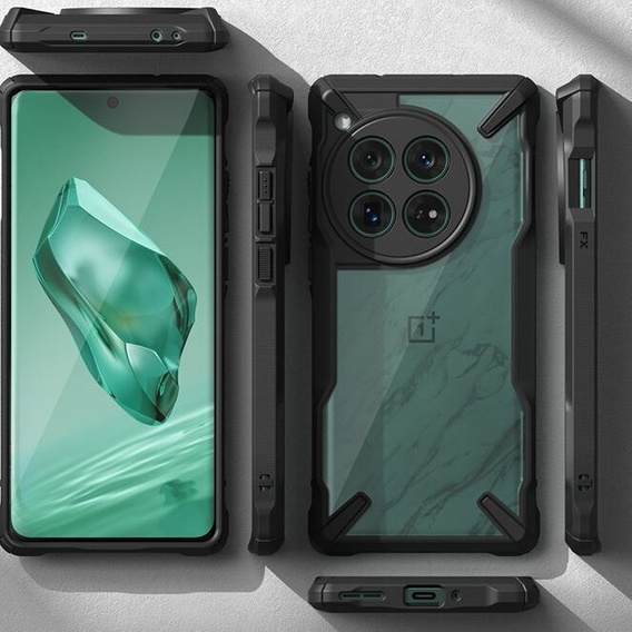 Ringke Fusion X átlátszó / fekete tok OnePlus 12 5G készülékekhez