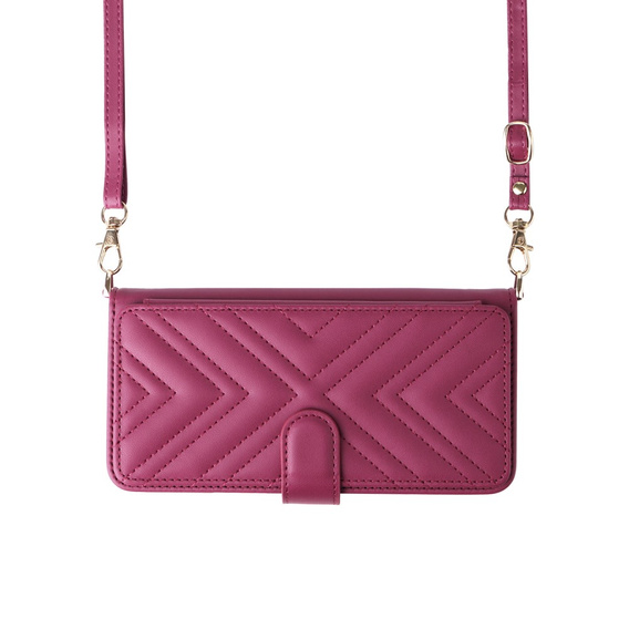 Tok patenttal a Realme 14 Pro+ 5G-hez, Crossbody Leather Wallet, sötétrózsaszín