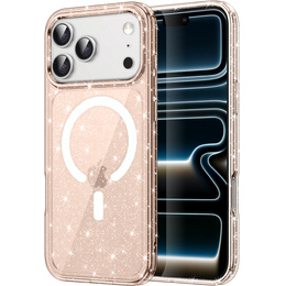 Tok iPhone 17 Pro készülékhez, MagSafe, csillogó, átlátszó arany