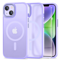 Tok iPhone 14-hoz, MagSafe, ERBORD Matt Case, lila + képernyőüveg