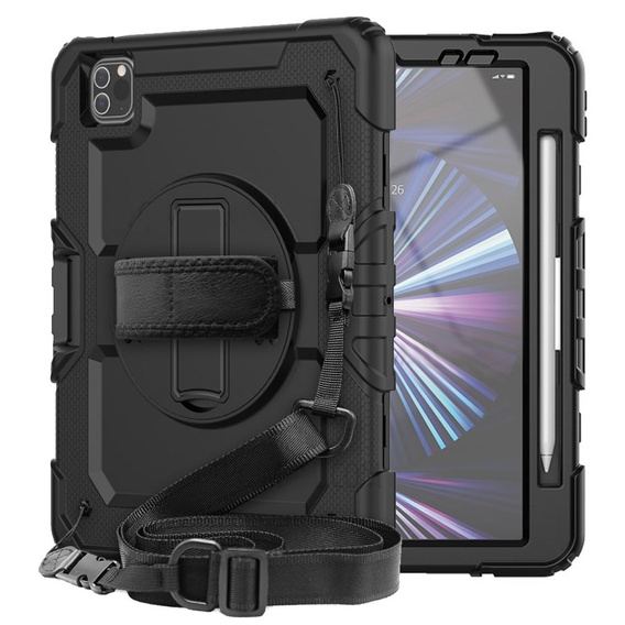 Páncélozott tok iPad Pro 11" 2022/2021 (4/3 gen.) iPad Pro 12.9 1, védő 360, hely a tollnak, kék