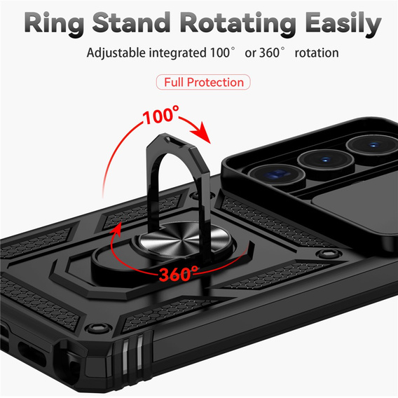 Páncélozott tok állvánnyal és lencsefedéllel a Samsung Galaxy S26 Ultra készülékhez
