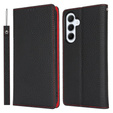 Pattintható tok a Samsung Galaxy S24 FE, Litchi Skin Grain, fekete