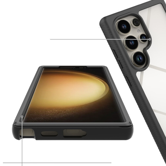 Tok Samsung Galaxy S24 Ultra készülékhez, Shockproof, fóliával, fekete