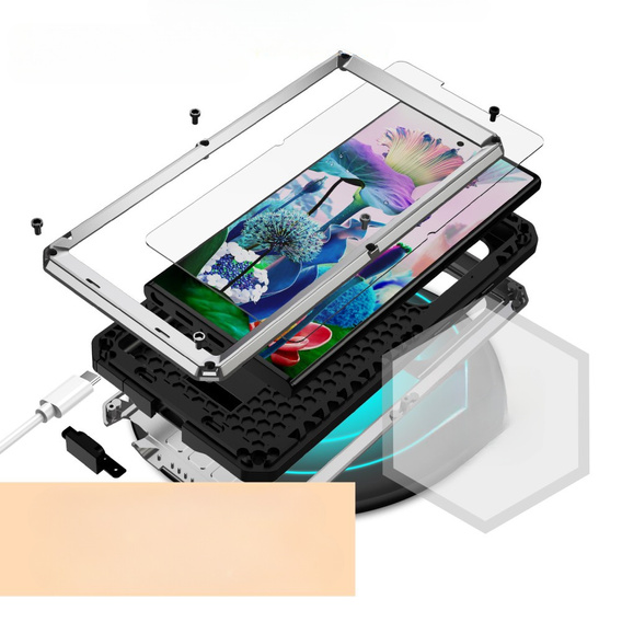 Páncélozott tok a Samsung Galaxy S23 Ultra, R-JUST CamShield Slide, ezüst