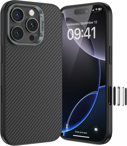BENKS Kevlar Armor PRO szénszálas 600D D065 tok MagSafe iPhone 16 Pro számára