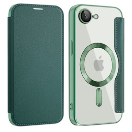 Pattintható tok a iPhone 16E, RFID Wallet MagSafe CamShield, zöld