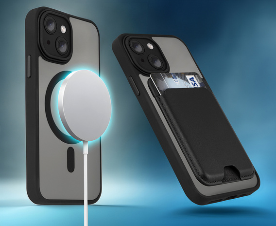 Tok iPhone 14-hoz, MagSafe, ERBORD Matt Case, fekete + képernyőüveg