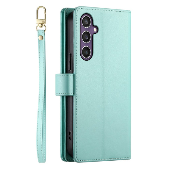 Pattintható tok a Samsung Galaxy S25+ Plus, Wallet Zipper Pocket, zöld