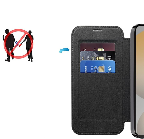 Pattintható tok a Samsung Galaxy S25 FE, RFID Wallet MagSafe CamShield, fekete