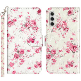 Pattintható tok a Samsung Galaxy A35 5G, Wallet, Roses fehér