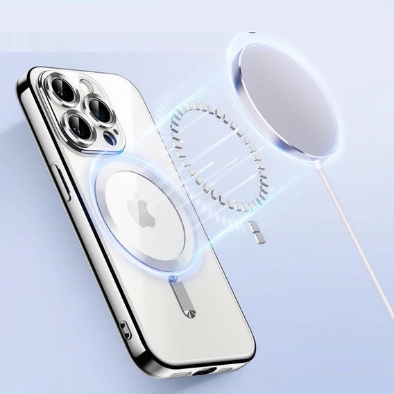 Tok iPhone 13 Pro Max-hoz, Electro MagSafe, ezüst + üveg a képernyőhöz