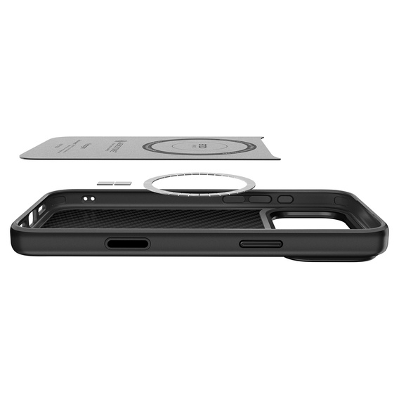 Spigen Enzo Aramid MagSafe tok iPhone 17 Pro Max készülékhez, szénfekete színben