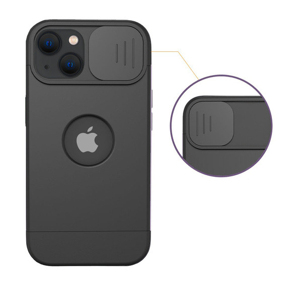 ERBORD MagSafe Cam Slider tok, fekete + képernyővédő üveg iPhone 13 / iPhone 14 készülékekhez