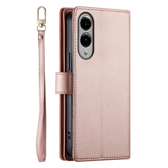 Pattintható tok a Samsung Galaxy S25 Edge, Wallet Zipper Pocket, rózsaszín