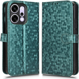 Pántos tok Oppo Reno 14, pénztárca Rhombus, zöld