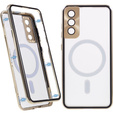 Magnetic Dual Glass MagSafe tok Samsung Galaxy S22, arany
