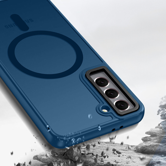 Tok Samsung Galaxy S21-hoz, MagSafe, ERBORD Matt Case, tengerészkék + képernyőüveg