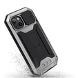 Tojás iPhone 13, R-JUST CamShield Slide, páncélozott, ezüst / fekete