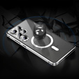 Magnetic Dual Glass MagSafe tok Samsung Galaxy S25 Ultra, ezüst