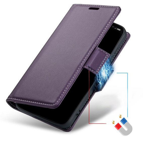 Tok Samsung Galaxy A25 5G, ERBORD Glossy Litchi, pénztárca patenttal, lila