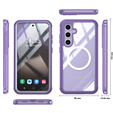 Tok Samsung Galaxy S25-hoz, Shockproof, üveggel, MagSafe-hoz, lila