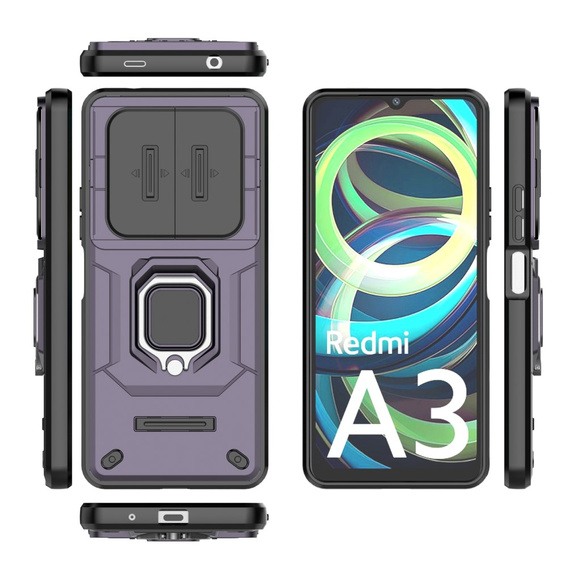 Telefontok a Xiaomi Redmi A3, KickStand Camera Lens, lila