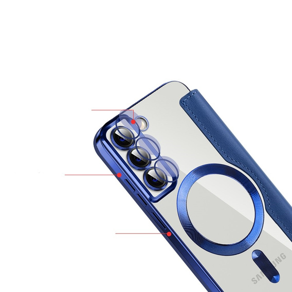 Pattintható tok a Samsung Galaxy S22 5G, RFID Wallet MagSafe CamShield, sötétkék