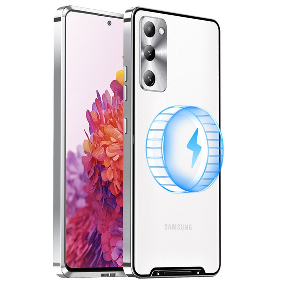 Kameravédő tok Samsung Galaxy S20 FE, CamShield MagSafe, átlátszó / ezüst