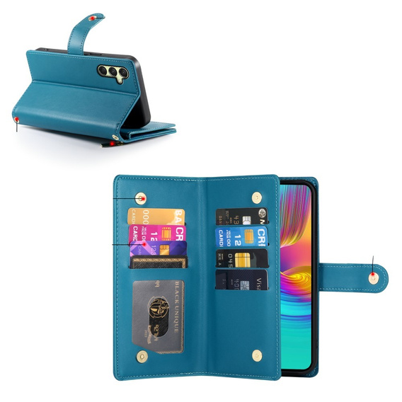 Pattintható tok a Samsung Galaxy A36 5G, Wallet Zipper Pocket, kék