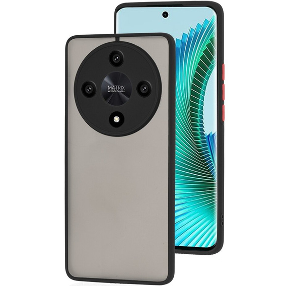 Szilikon tok Honor Magic 6 Lite 5G, kamera védelemmel, átlátszó / fekete