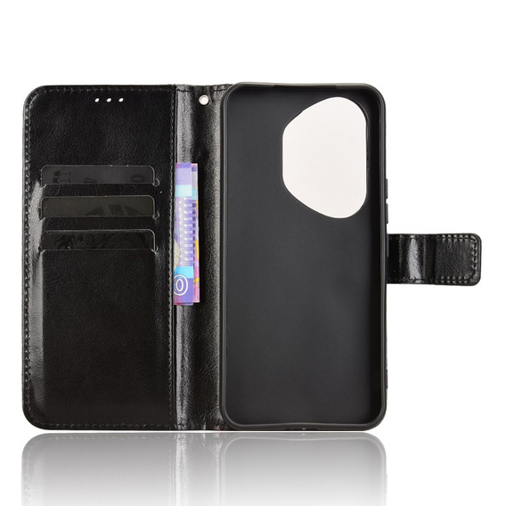 Pattintható tok a Honor 400 Pro 5G, Crazy Horse Wallet, fekete