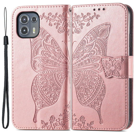 Pattintható tok a Motorola Edge 20 Lite, Butterfly, rózsaszín rose gold