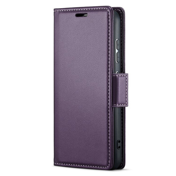 Tok Oppo Reno 14 F / 14 FS, ERBORD Glossy Litchi, pénztárca patenttal, lila