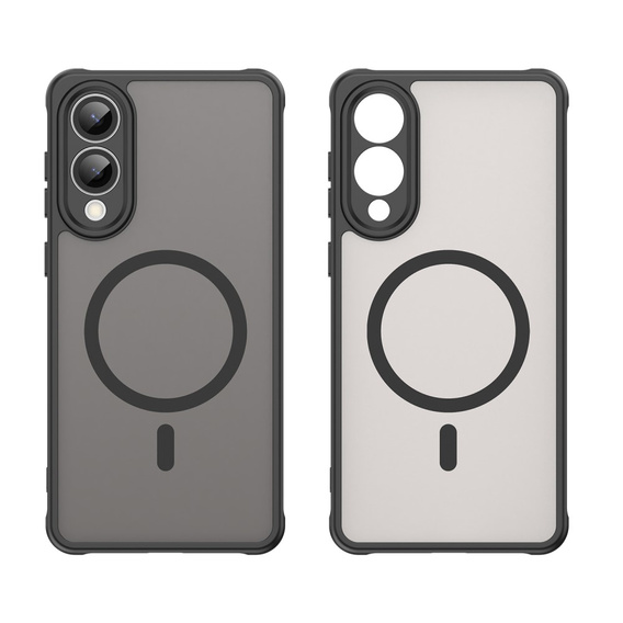 Tok Samsung Galaxy S25 Edge, Kickstand Matt Case, MagSafe-hoz, fekete + képernyőüveg