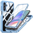 Tok Samsung Galaxy A16-hoz, Shockproof, üveggel, MagSafe-hoz, kék