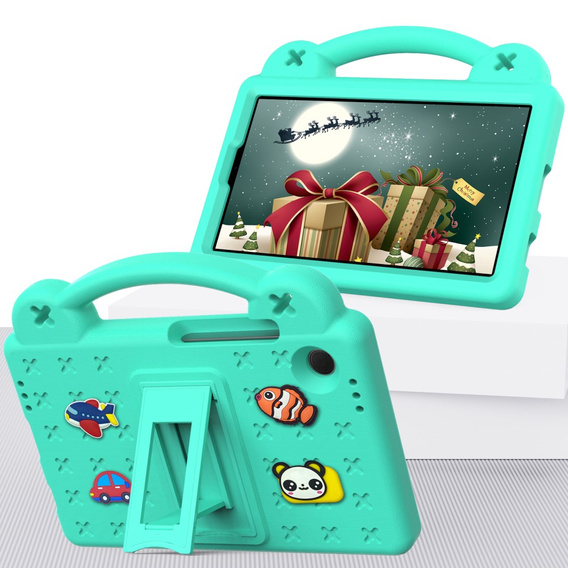 Gyermek tok Samsung Galaxy Tab A9, Cute Patterns, állvánnyal, zöld