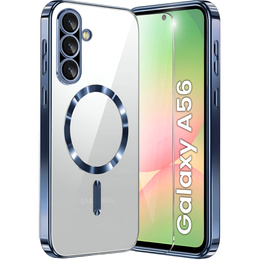 Tok Samsung Galaxy A56-hoz, Electro MagSafe, sötétkék + üveg a képernyőhöz
