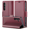 Tok Samsung Galaxy A16, ERBORD Glossy Litchi, pénztárca patenttal, piros