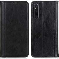 Telefontok a Sony Xperia 1 V, Wallet Litchi Leather, fekete