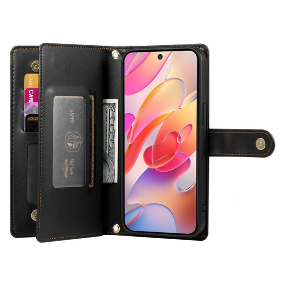 Pattintható tok a Samsung Galaxy A56 5G, Wallet Zipper Pocket, fekete