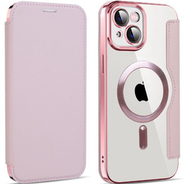 Pattintható tok a iPhone 14 Plus, RFID Wallet MagSafe CamShield, rózsaszín